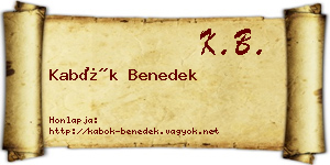 Kabók Benedek névjegykártya