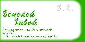 benedek kabok business card